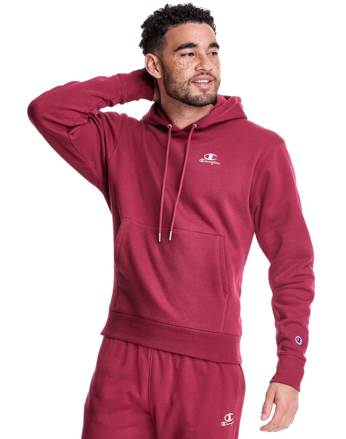 Champion Classic Fleece Embroidered Applique Logo Hoodie Heren - DonkerRood - Belgie 8935BWNHO